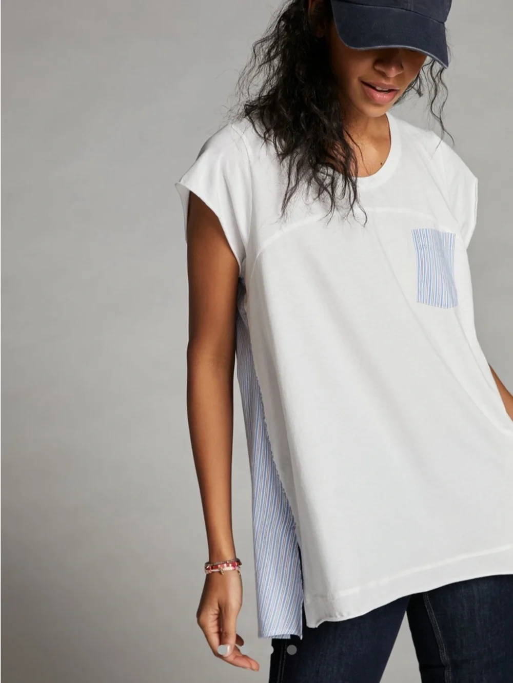 MAEVE Anthropologie Darcy Tunic Tee Striped Coastal Preppy Relaxed Size S - Picture 2 of 10